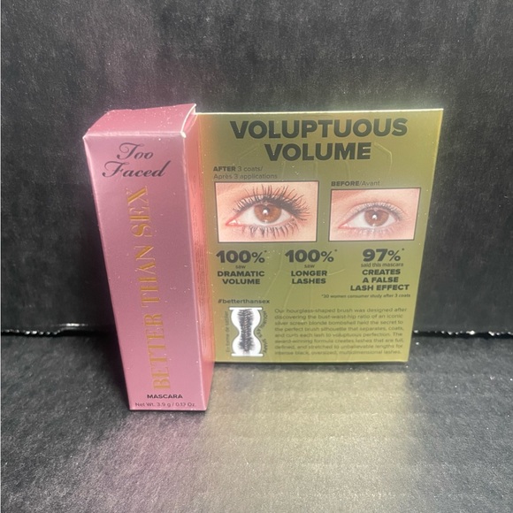 BNWT TOO FACED BETTER THAN SEX VOLUPTUOUS MASCARA .13 oz BLACK - Picture 2 of 5
